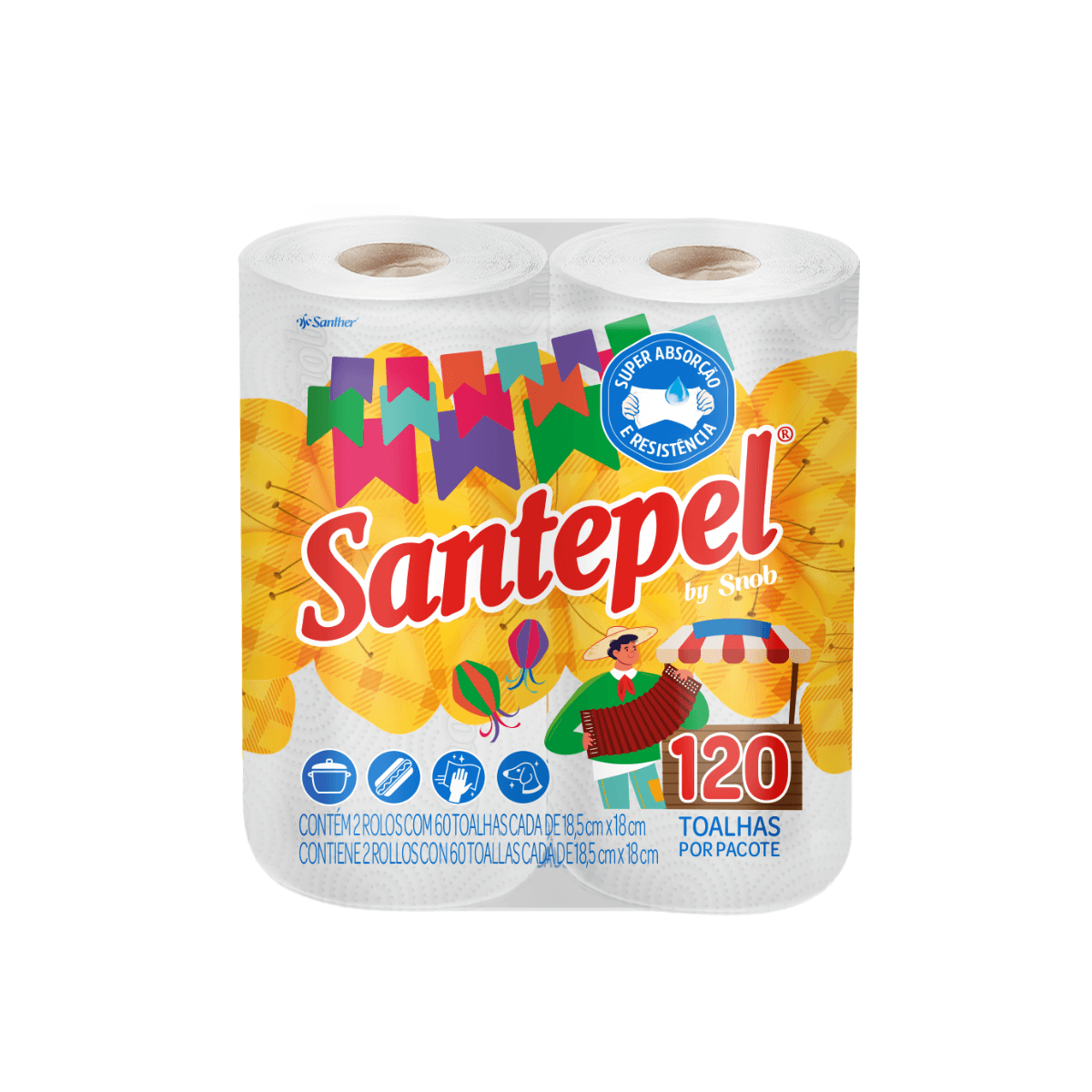 Papel Toalha Folha Dupla com 2 Rolos Santepel Snob